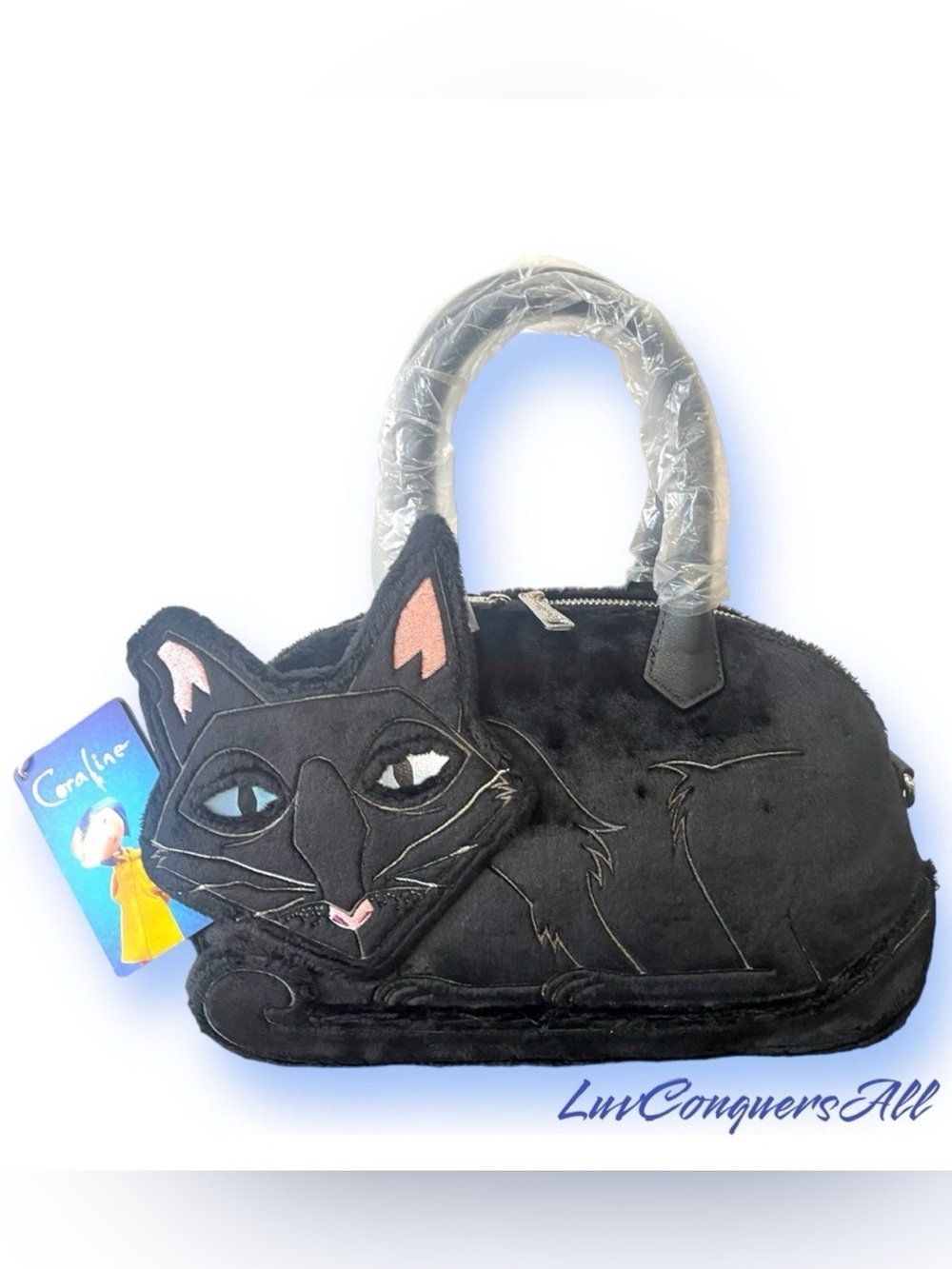 Loungefly Coraline 15th Anniversary Cat Plush Crossbody Bag